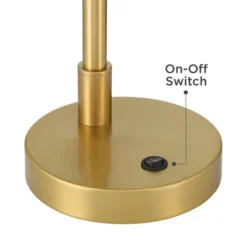 360 Lighting Brynn 25 1/2" High Industrial Desk Lamp Dual USB Port Gold Brass Finish Metal Single White Cone Shade Home Office Living Room Charging -360 Lighting GUEST ed0fee73 fd7a 47c0 aa7d ca7be1663fff