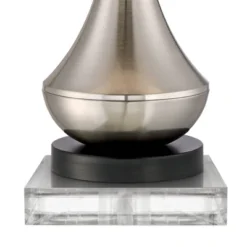 360 Lighting Simon Modern Table Lamps Set Of 2 With Square Risers 27" Tall Brushed Nickel USB Charging Port White Shade For Bedroom Living Room Desk -360 Lighting GUEST ed47e65f 04d9 49a0 ae32 790dd3b5468a