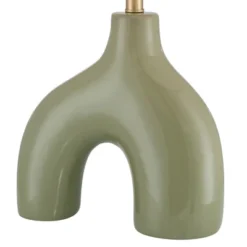 360 Lighting Lyrah 25" High Mid Century Modern Table Lamp Green Glaze Finish Ceramic Single White Shade Living Room Bedroom Bedside Nightstand House -360 Lighting GUEST ee2efe8e 2833 473a bda9 12d829d46deb