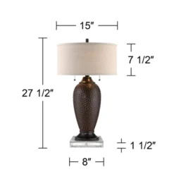 360 Lighting Cody Rustic Farmhouse Table Lamps Set Of 2 With Square Risers 27 1/2" Tall Oiled Bronze Hammered Oatmeal Drum Shade For Bedroom Bedside -360 Lighting GUEST f1b4aef0 5227 459f 8613 dee6479917c0