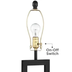 360 Lighting Modern Table Lamp With USB And AC Power Outlet 30" Tall Black Metal White Rectangle Shade For Living Room Bedroom House -360 Lighting GUEST f45bbb95 cbf1 4e25 8917 f7b9aaf754cf