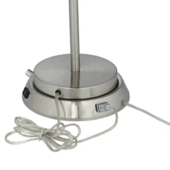 360 Lighting Reiner Modern Accent Table Lamp 23" High Blue Green Glass Nickel With USB And AC Power Outlet In Base Off White Drum Shade For Home Desk -360 Lighting GUEST f485576e a842 4878 9a51 a5ea7ce04759 1