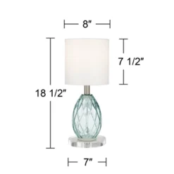 360 Lighting Rita Modern Accent Table Lamps Set Of 2 With Round Risers 18 1/2" High Blue Green Glass White Shade For Bedroom Living Room Bedside Kids -360 Lighting GUEST f57729e6 901c 4b9a a15c 14f39e1d4bef