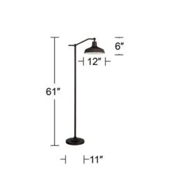 360 Lighting Rustic Downbridge Floor Lamp With USB Charging Port 61" Tall Satin Bronze Metal Dome Shade Living Room Reading House -360 Lighting GUEST f5a31972 b9ff 455c b9c3 53c0266bc766