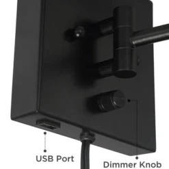 360 Lighting Lanett Modern Swing Arm Wall Lamps Set Of 2 Black Plug-in Light Fixture With USB Charging Port White Lamp Shade For Bedroom Living Room -360 Lighting GUEST f669a6d6 0802 4bf8 9711 2dbe6bc80356