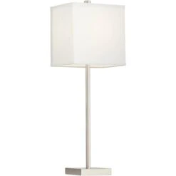 360 Lighting Franco Modern Table Lamps 26 1/2" High Set Of 2 Brushed Nickel With USB Charging Ports White Square Shade For Bedroom Living Room Desk -360 Lighting GUEST f81a8fca a714 427f 9fa1 d0204a66b297