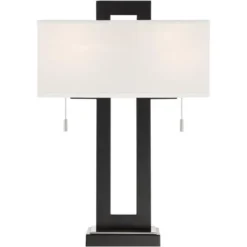 360 Lighting Neil Modern Table Lamp With White Marble Riser 26" High Two Tone USB Charging Port Rectangular Shade Bedroom For Bedroom Living Room Desk -360 Lighting GUEST f9bba6c1 76e8 443d 8c57 7fd6c0901e32 1