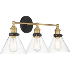 360 Lighting Burke Industrial Wall Light Black Brass Hardwire 28" 3-Light Fixture Clear Glass Shade For Bedroom Bathroom Vanity Reading Living Room 11 360 Lighting Burke Industrial Wall Light Black Brass Hardwire 28" 3-Light Fixture Clear Glass Shade For Bedroom Bathroom Vanity Reading Living Room -360 Lighting GUEST fa946874 b099 473f 971b a1403a44978d