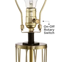 360 Lighting Nathan Modern Table Lamps 25 1/2" High Set Of 2 Gold Metal With USB Charging Ports Black Drum Shade For Bedroom Living Room Home Desk -360 Lighting GUEST fd98c460 da77 4aad a69f 919a6f22e4d3