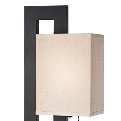 360 Lighting Modern Accent Table Lamp 20.5" High Espresso Bronze Floating Rectangular Oatmeal Box Shade For Living Room Family Bedroom 2 360 Lighting Modern Accent Table Lamp 20.5" High Espresso Bronze Floating Rectangular Oatmeal Box Shade For Living Room Family Bedroom - Image 2